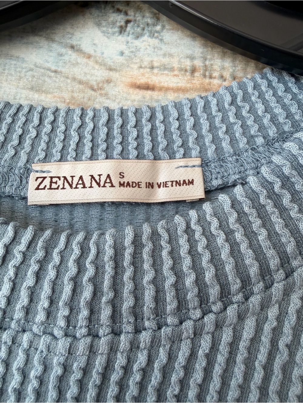 Zenana Ribbed Pants Set in Dusty Blue - Picture 2 of 3